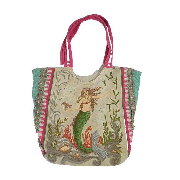 KATE McROSTIE Mermaid Handbag Purse Tote Canvas Water Resistant Beach Fairycore - Picture 1 of 16